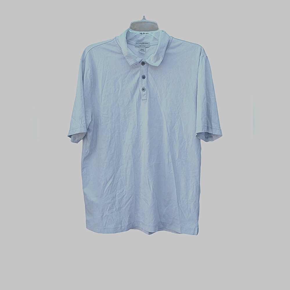Banana Republic Pima Cotton Polo Shirt Short Sleeve Golf Powder Blue Mens L